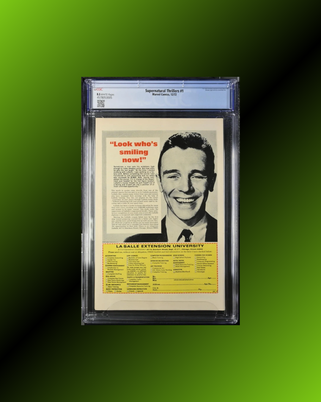 Supernatural Thrillers Ft It! #1: CGC 8.5, Jim Steranko Cover! (1972)