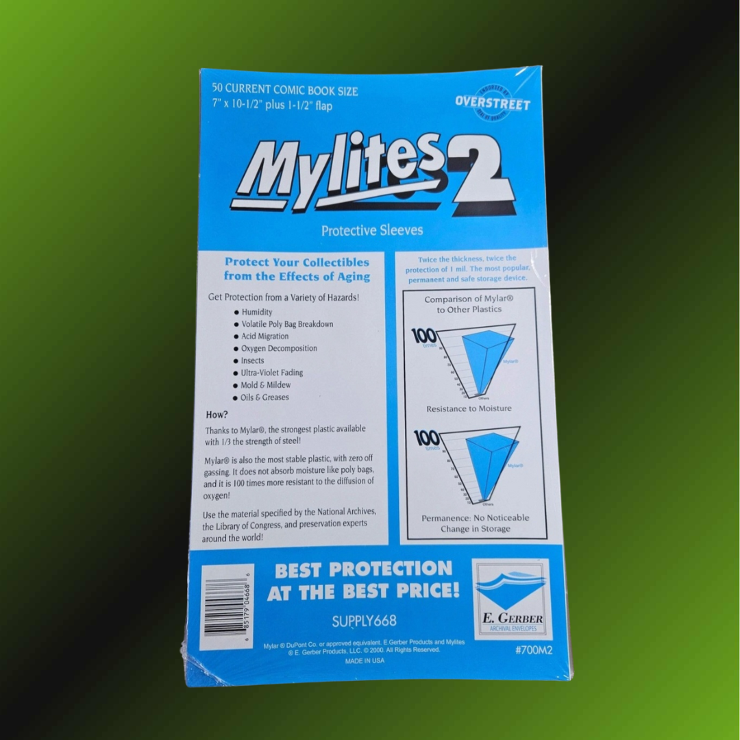 50 x Mylites2 Mylar Comic Bags, Current (Modern-Age) Size! Full Pack!