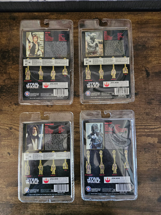 Star Wars: Die Cast Metal Key Chains: Complete Set! Han, Obi-Wan,Yoda, Boba Fett
