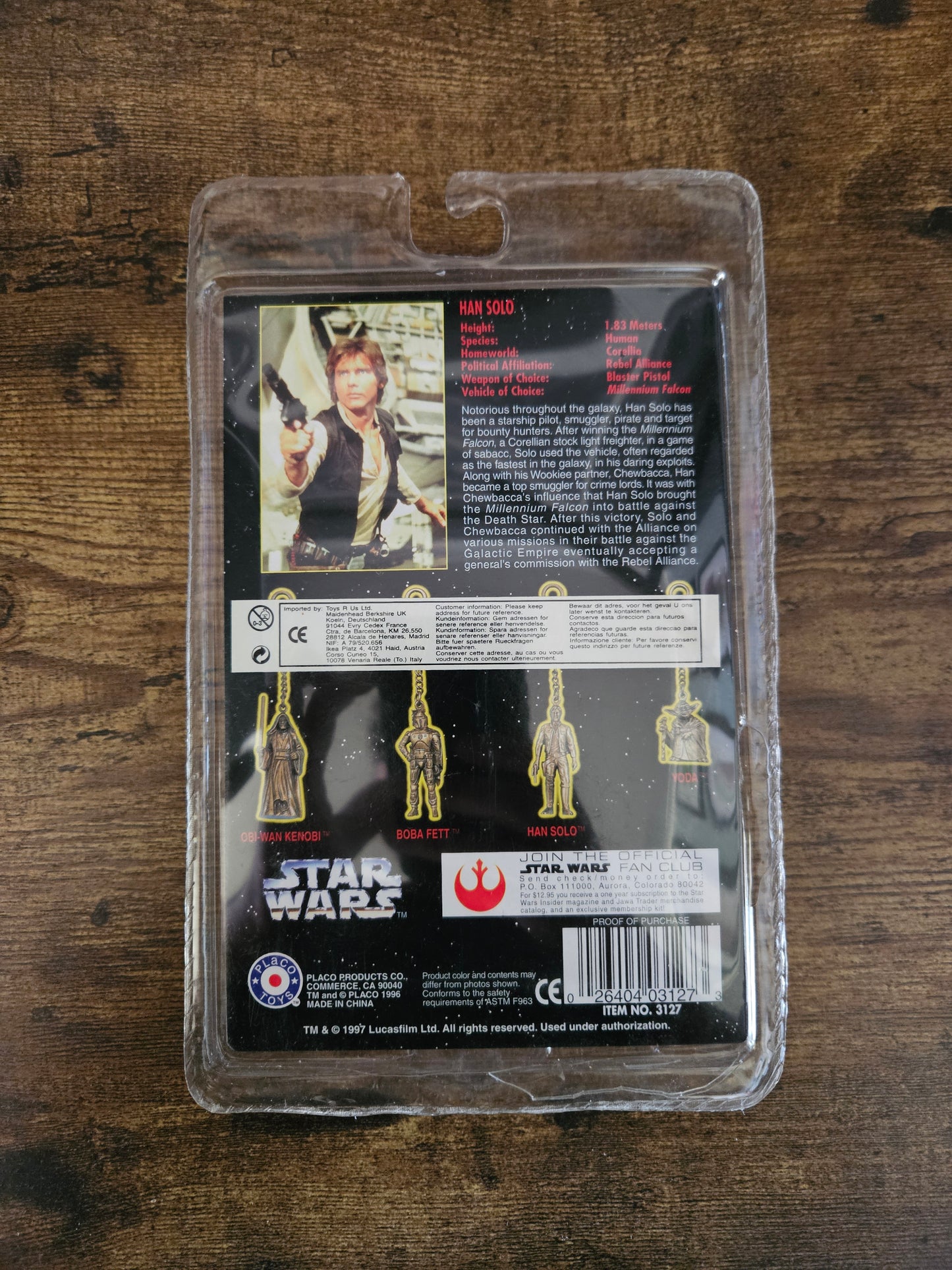 Star Wars: Die Cast Metal Key Chains: Complete Set! Han, Obi-Wan,Yoda, Boba Fett