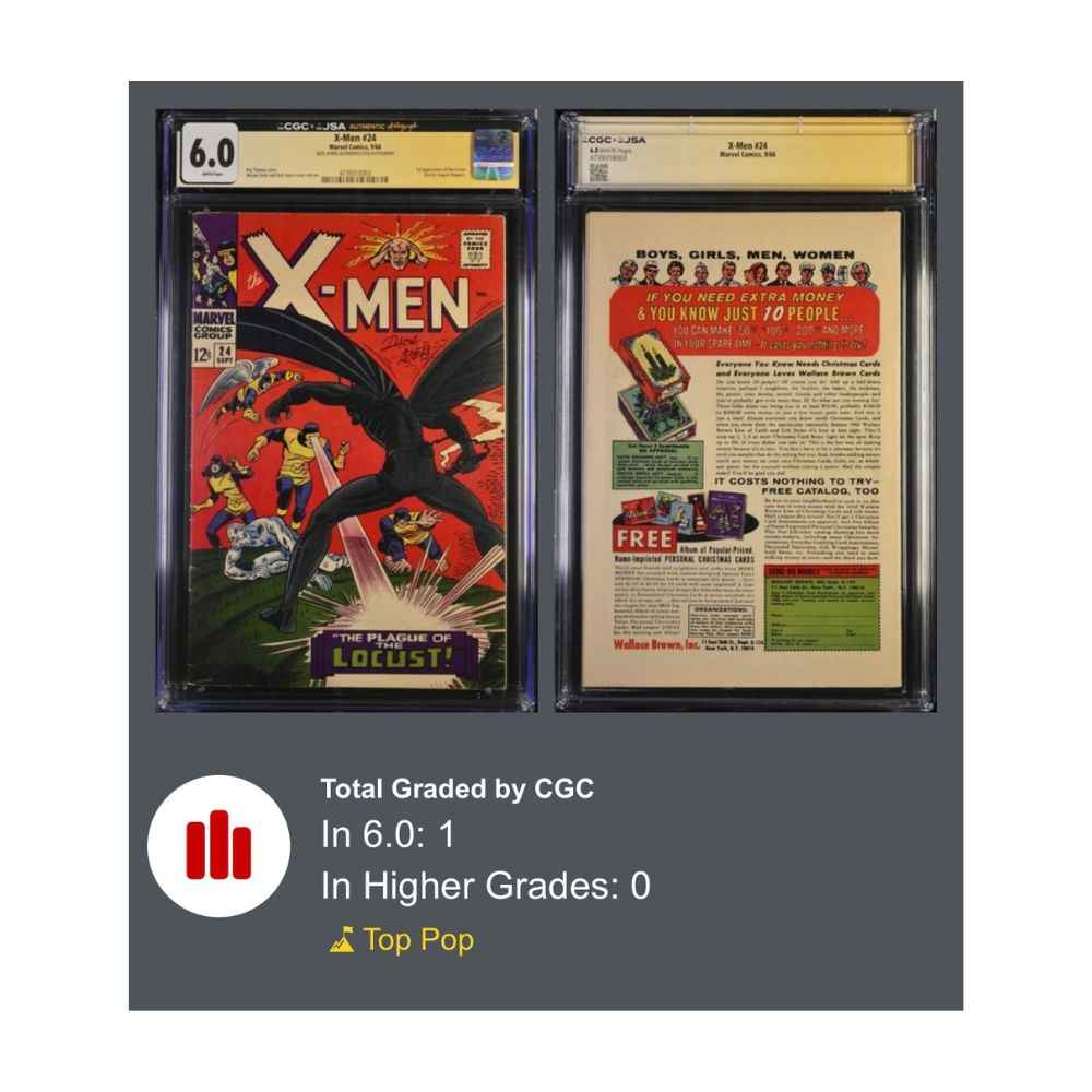 X-Men 24 CGC 6.0 | Signed Dick Ayers Cover | WHITE Pages | 1966