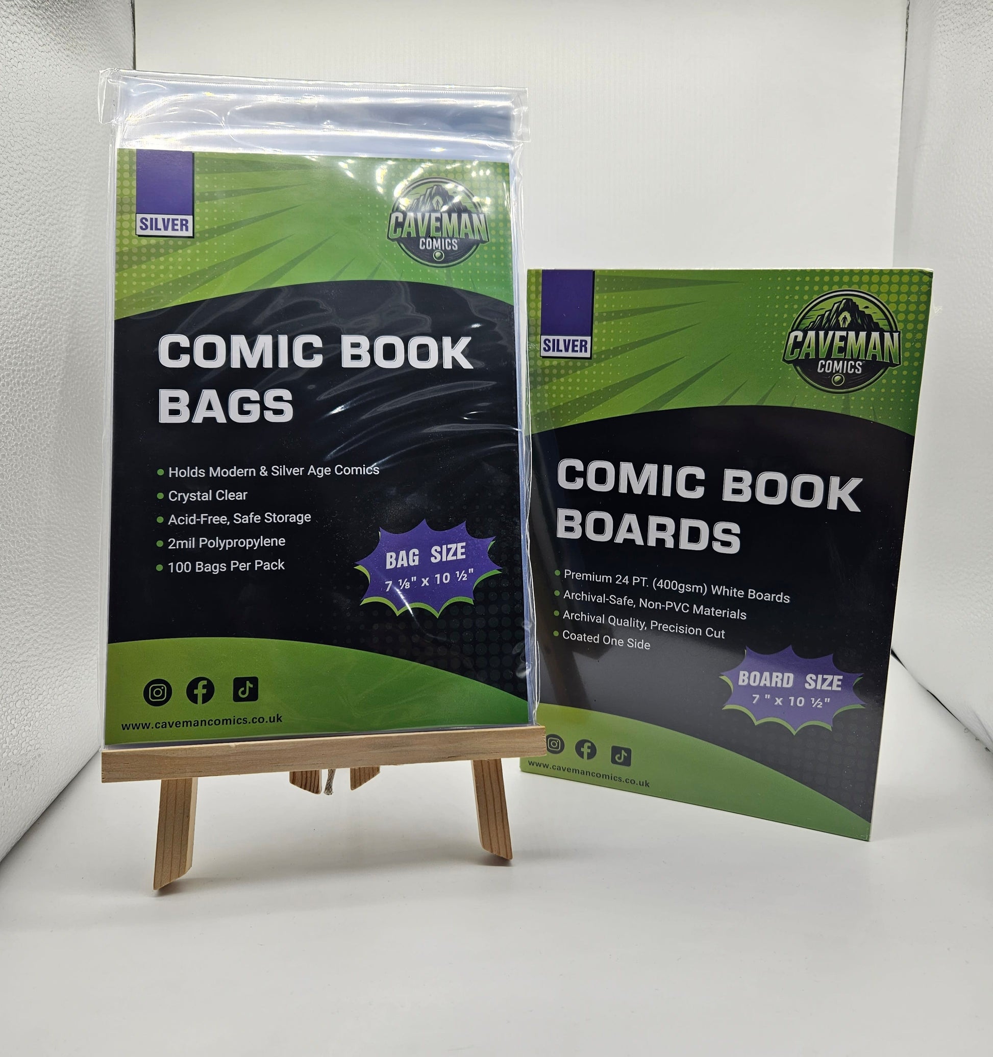 Caveman Comics: Silver Age Bags & Boards Bundle Deal - 100 Bags & 100 Boards Comic Bags Comic Supplies