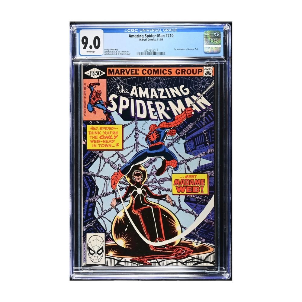 A graded copy of Marvel Comics Group's Amazing Spider-Man #270, CGC 9.0, featuring the classic Spider-Man and Black Widow cover art, encapsulated in a protective plastic slab against a white background.