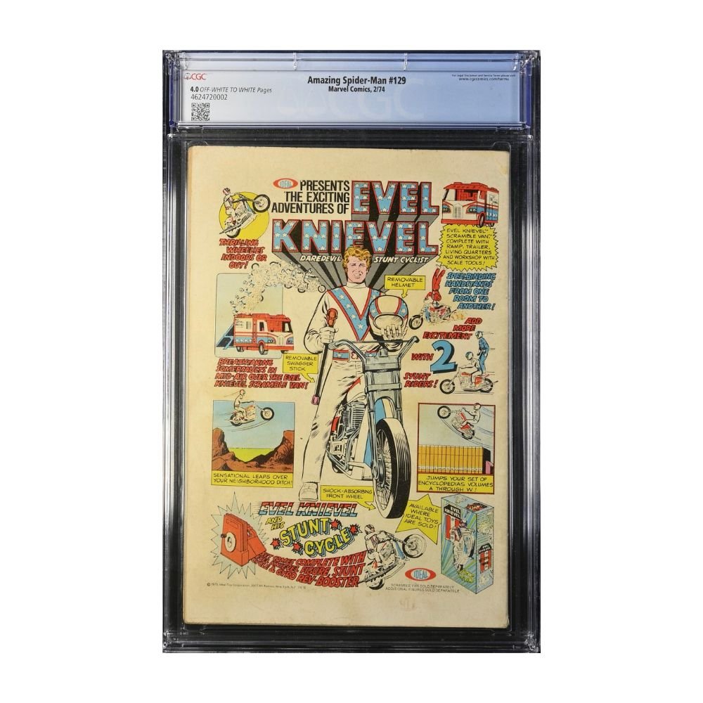 A vintage copy of Marvel Comics, The Amazing Spider-Man Issue 129, First appearance of The Punisher. Graded & encapsulated by CGC in a 4.0 grade.