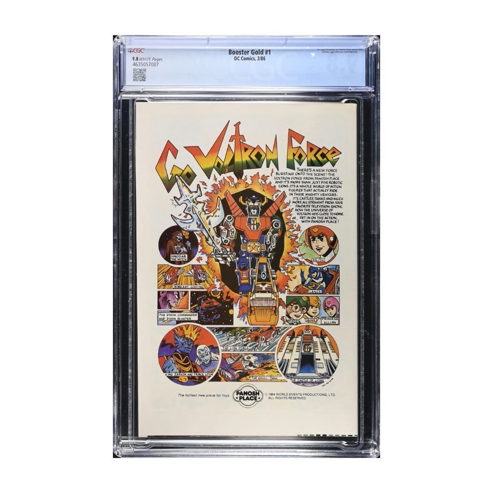 A copy of Booster Gold Issue 1, first appearance of Booster Gold by Marvel Comics, graded and encapsulated by CGC, graded a 9.8