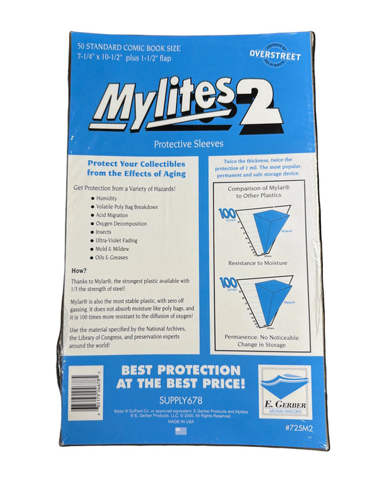 50 x Mylites2 Mylar Comic Bags, Standard (Silver-Age) Full Pack