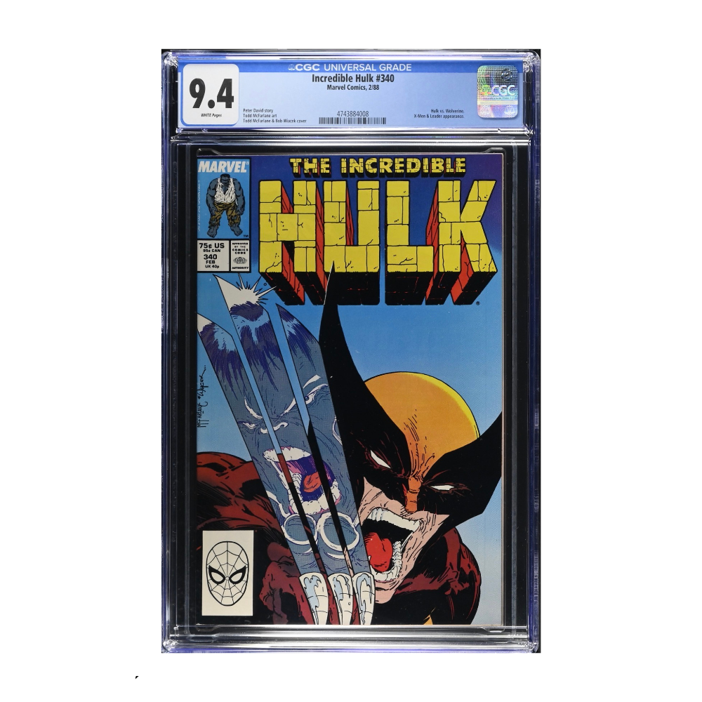 A CGC 9.4 copy of Hulk 340 featuring Iconic cover art by Todd McFarlane