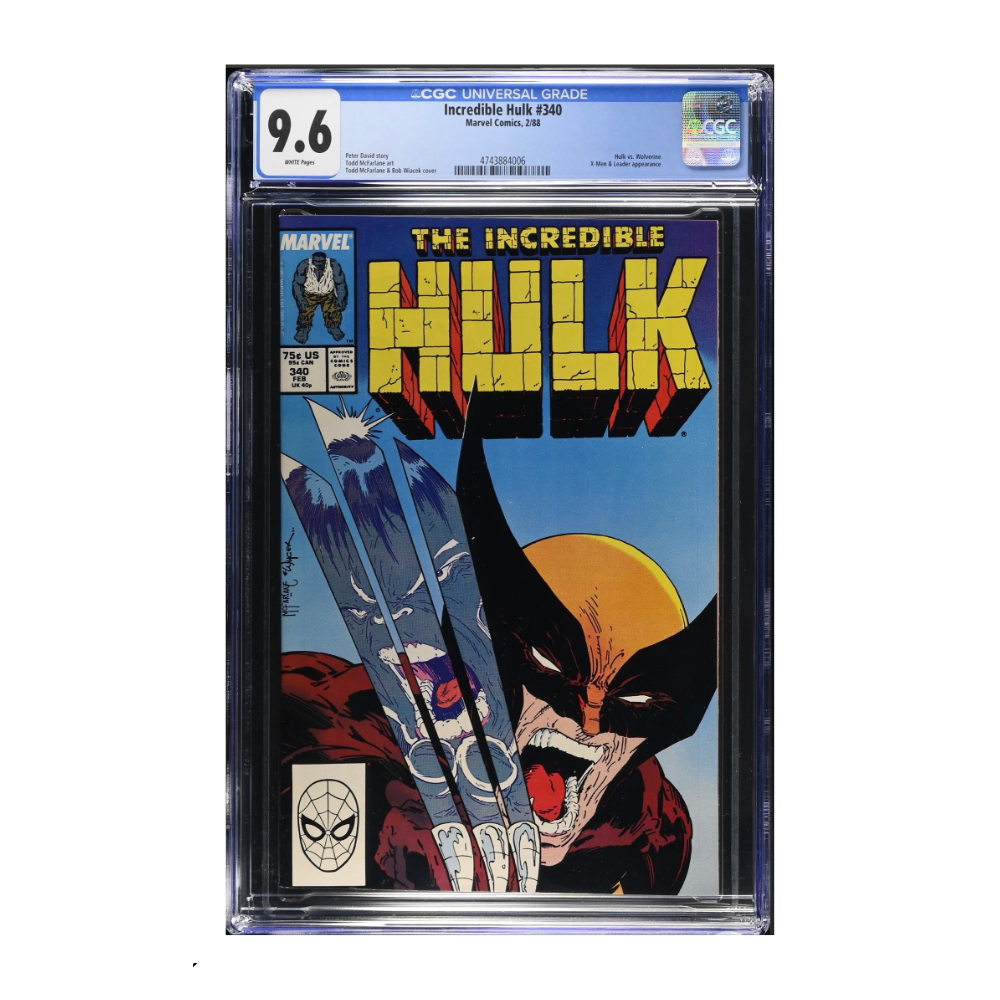 A CGC 9.6 copy of Hulk 340 featuring Iconic cover art by Todd McFarlane