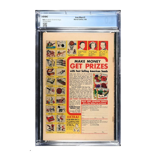 CGC graded 4.0 copy of Iron Man #1 (1968) featuring the "Big Premiere Issue" cover by Gene Colan.