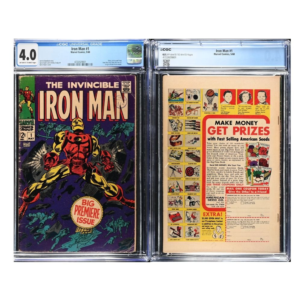 CGC graded 4.0 copy of Iron Man #1 (1968) featuring the "Big Premiere Issue" cover by Gene Colan.