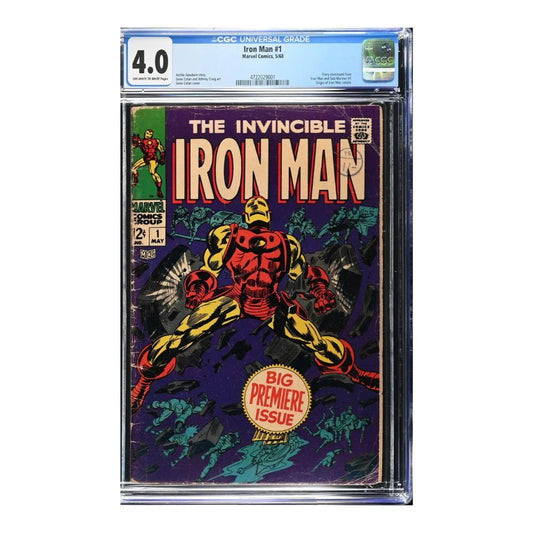 CGC graded 4.0 copy of Iron Man #1 (1968) featuring the "Big Premiere Issue" cover by Gene Colan.