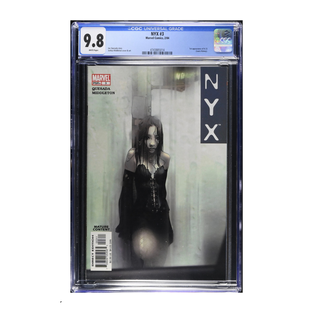 CGC graded 9.8 slab featuring the front cover of NYX issue 3, 1st appearance of X-23