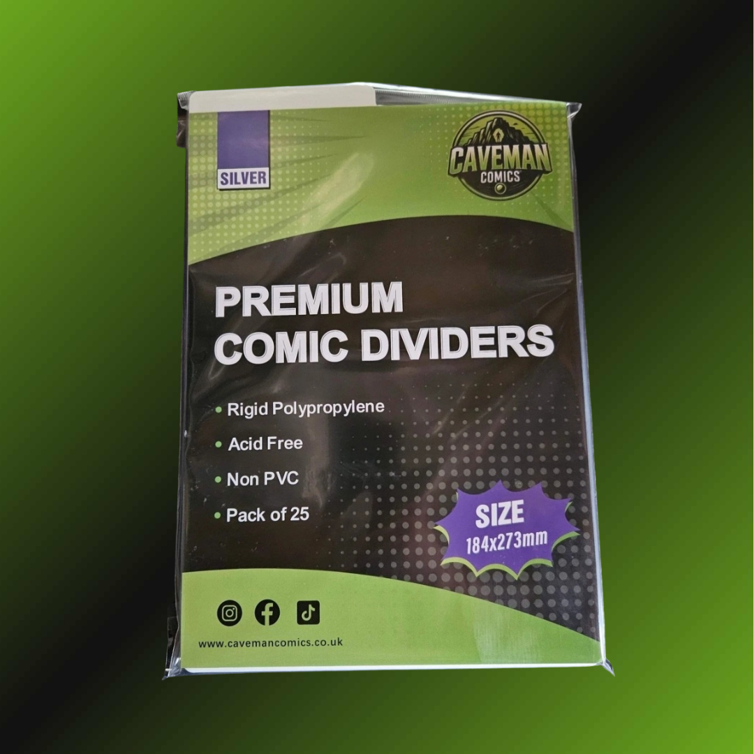Comic Box Dividers: Pack of 25, White, Non-PVC, Caveman Comics
