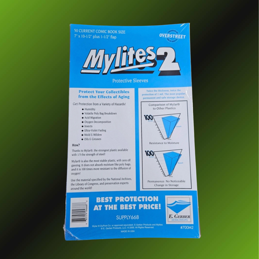 50 x Mylites2 Mylar Comic Bags, Current (Modern-Age) Size! Full Pack!