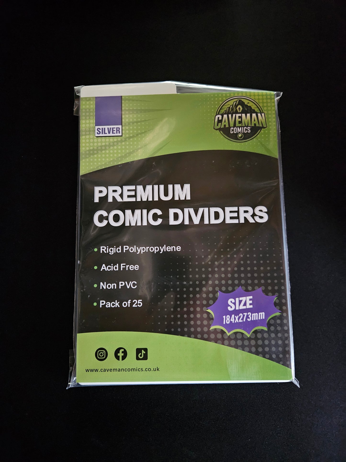 Comic Box Dividers: Pack of 25, White, Non-PVC, Caveman Comics
