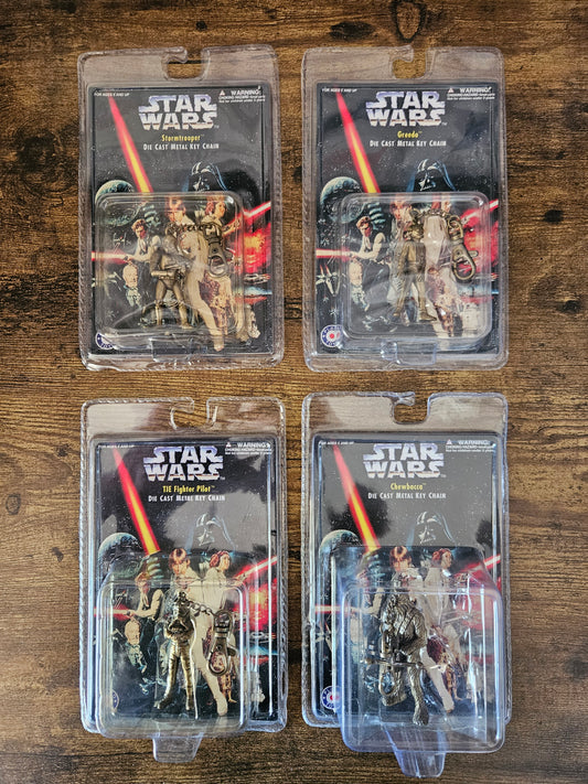 Star Wars: Die Cast Metal Key Chains: Complete Set! Chewy, Greedo, TFP & ST
