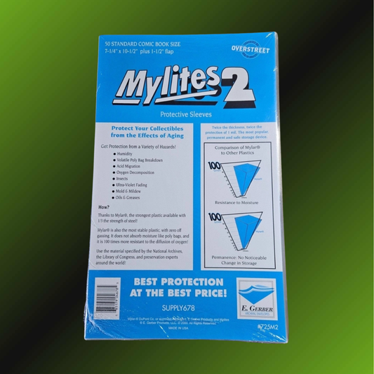 50 x Mylites2 Mylar Comic Bags, Standard (Silver-Age) Size! Full Pack!